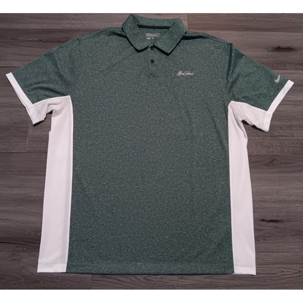 Nike Men's Green White Sea Island Tour Performance Dri Fit Golf Polo Size XL